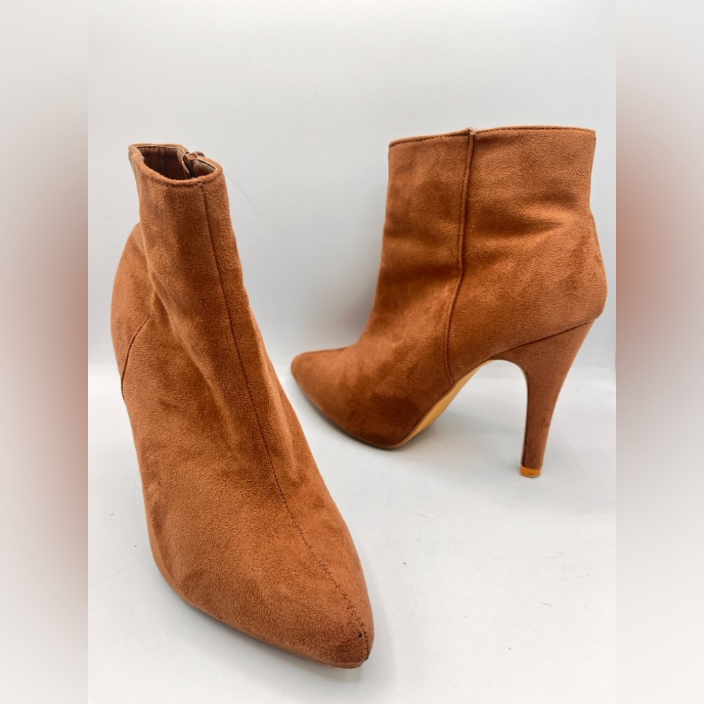 Streetwear Boots Womens Size 8 Ankle Bootie Tobacco  Brown Suede Stiletto Heels